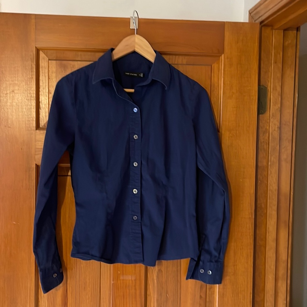 Navy blue button down shirt